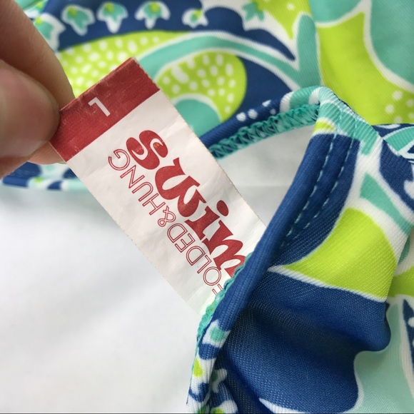 Folded & Hung One Piece Swimsuit Floral Tie Back - Picture 6 of 7